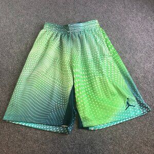 Nike Jordan Shorts Mens Medium Green Dazzle Shiny Basketball Baggy Pockets 10"